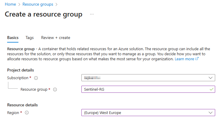 Resource group create